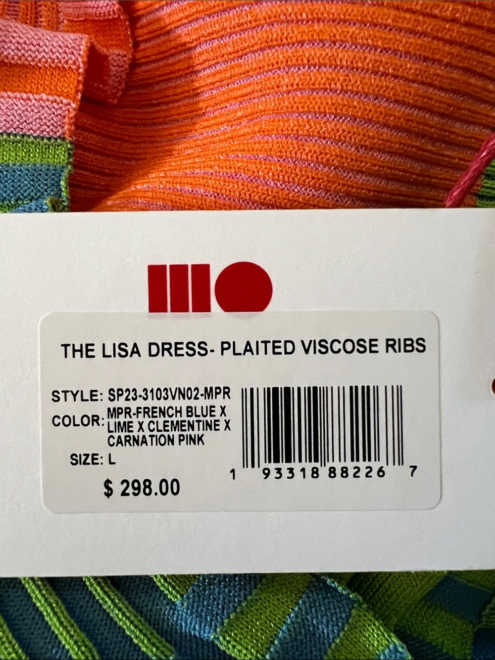 Solid & Striped Colorblock Strapless Ribbed Knit Dress - Pink, Green & Orange - Picture 6 of 6